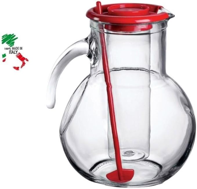 Bormioli Rocco Kufra Jug with Ice Container, Red Lid, 72 3/4 Ounce