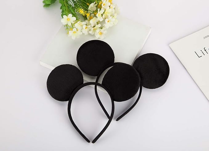 FANYITY Mouse Ears Headbands Sequin Hair Band for Girls Women Boys Party, 2 Pieces (BLack)