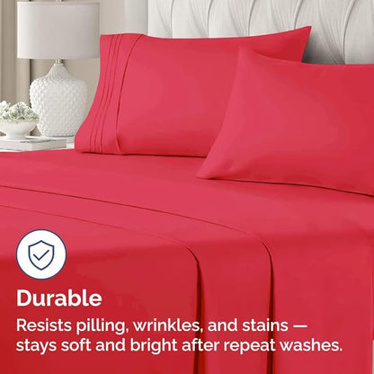 King Pillow Cases Set of 2 - Ultra Soft Hotel Quality Pillowcase Covers - Comfy, Cooling & Wrinkle Free - Shrinkage, Stain and Fade Resistant - Machine Washable Pillow Protectors - 2 Piece Set - Red