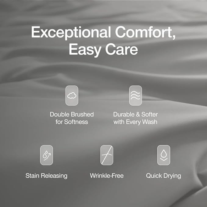 Coop Home Goods Comphy SoftSpa Bed Sheet Set of 4 Pieces, Dove Grey Queen, Super Soft Queen Sheets, Flat and Fitted, Luxury Spa and Hotel Quality Bed Sheets and Pillowcase Set