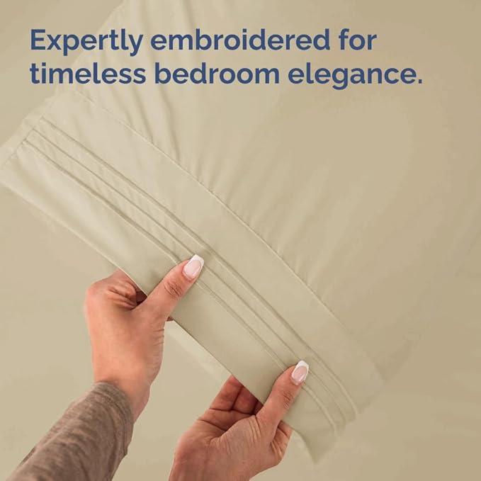 Queen Pillow Cases Set of 2 - Ultra Soft Hotel Quality Pillowcase Covers - Comfy, Cozy & Wrinkle Free - Shrinkage, Stain and Fade Resistant - Machine Washable Pillow Protectors - 2 Piece Set - Cream