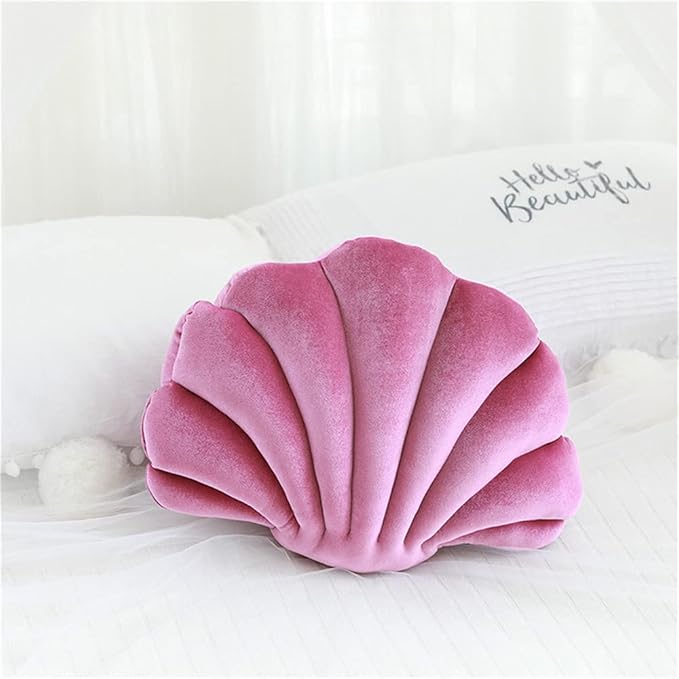 Patty Both Seashell Decorative Pillow Velvet Seashell Throw Pillow, Sea Shell Shaped Throw Pillow Decorative Pillows for Bed Couch Home Office Decor (Hot Pink, Small(12.8 * 10in 0.3kg))