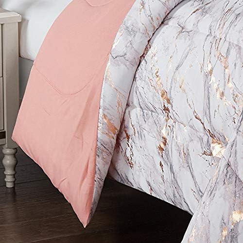 Pop Shop Marble Comforter Set, Twin, Rose Gold