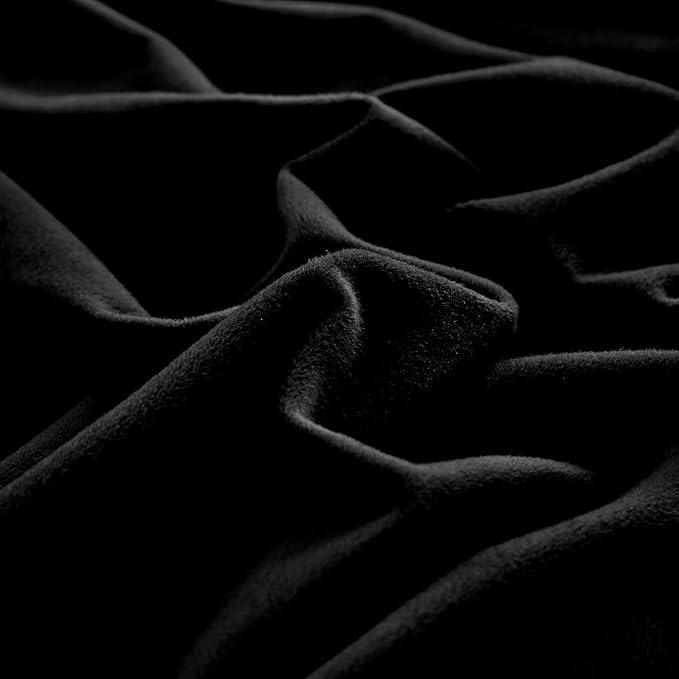 KAREVER Black Velvet Comforter Set - King Flannel Bedding Comforter Set 3 PCs Warm Soft Solid Black King Flannel Comforter Winter Blanket Set
