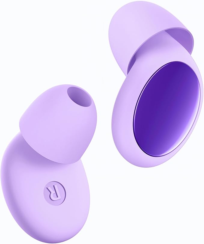 Ear Plugs for Sleeping 45dB Noise Cancelling Ear Plugs for Noise Reduction & Snoring, Concerts, Earplugs for Sleep,Sider Sleepers Airplane, Silicone Earplugs Reusable Concert Ear Plug+8Tip Pale Violet