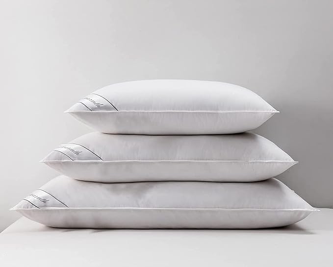 Goose Feathers Down Pillow for Sleeping,Hotel Collection Queen Size Soft Bed Pillow,100% Cotton Cover Queen Size (20X30IN) 1 Pack