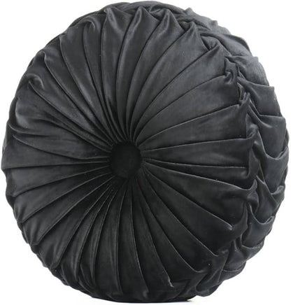 S_SSOY Round Throw Pillow for Couch Decorative 13"X13" Pumpkin Round Velvet Cushion for Sofa Bed Chair Floor Car Decorative (Black)