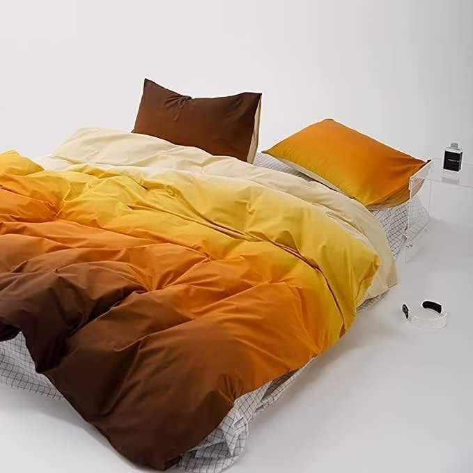 Houseri Gradient Yellow Comforter Set Full Cream Orange Bedding Sets Size Gold Multi Color for Teen Girls Boys Artistic Sunset Quilt Queen 2-orange Gradient