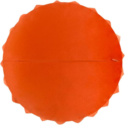 JWH Handmade 3D Flower Throw Pillow Covers Decorative Round Cushion Floral Accent Pillow Cases Velvet Pillowcase for Living Room Bed Couch Bedroom 14 Inch Orange