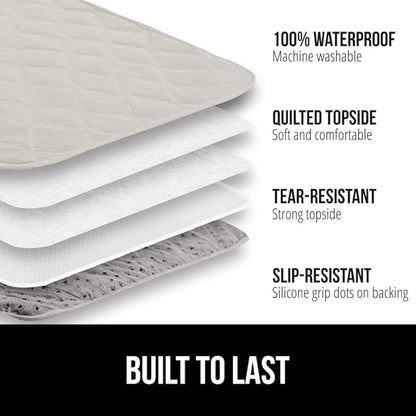 GORILLA GRIP Waterproof Bed Cover for Dogs, 82x82, Gripped Slip Resistant Backing, Leak Proof Washable Dog Blanket Covers Sofa, Couch, Sectional, Crate, Car, RV Seats, Pet Puppy Essentials Light Taupe