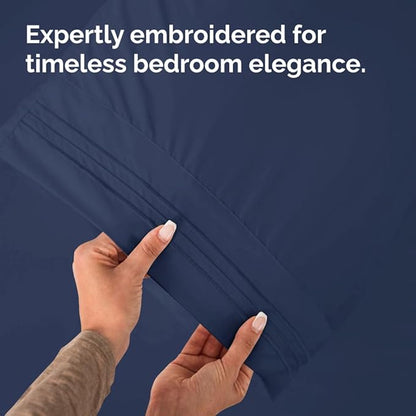 Queen Pillow Cases Set of 10 - Ultra Soft Hotel Quality Pillowcase Covers - Comfy, Cozy & Wrinkle Free - Shrink, Stain and Fade Resistant - Machine Washable Pillow Protectors - 10 Pcs Set - Navy Blue