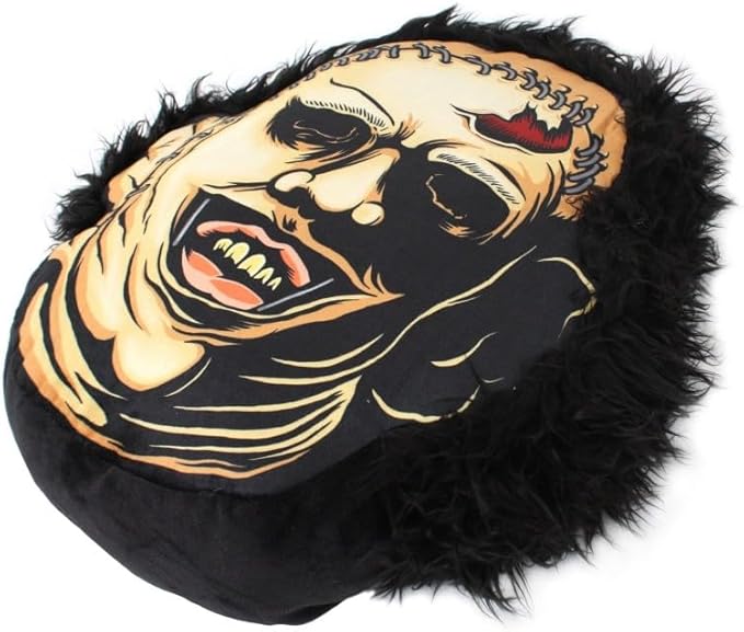 Creepy Co. Leatherface Texas Chainsaw Plush Cushion Horror Throw Pillow Polyester, Beige, 31863676502083