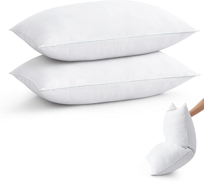 puredown® Goose Feather Down Pillows Standard Size Set of 2, Soft Fluffy Luxury Hotel Collection Bed Pillow for Back, Stomach or Side Sleeper.