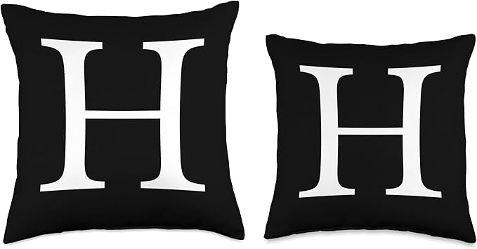 Cute & Classy Black White Monogram Letter H Throw Pillow
