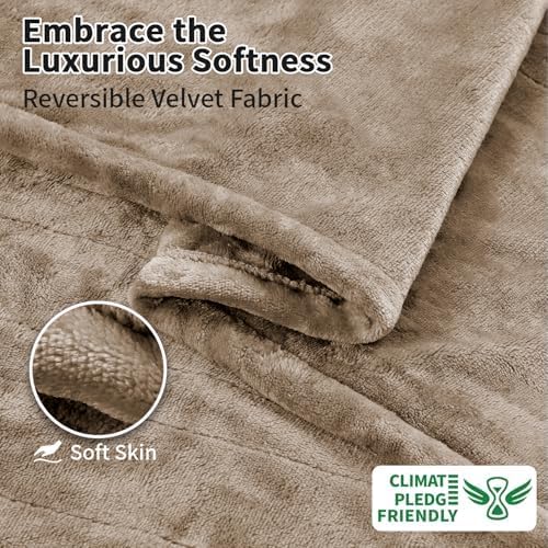 Electric Blanket Queen Size, Dual Control Heated Blankets (84"x90") 10 Heat Settings & 0.5-12H,Adjustable Timer, Cozy Velvet Reversible, Overheat Protection,ETL Certified, Machine Washable