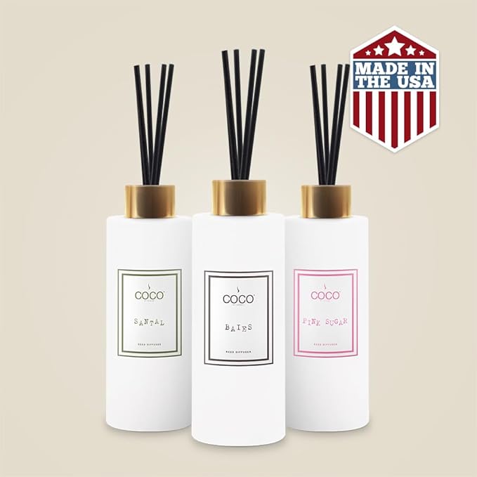 Coco by Stone 5oz Reed Diffuser (Black Currant) – Luxury Scented Oil Diffuser for Home Aromatherapy, Long-Lasting Vegan Fragrance, Elegant Home Décor and Air Freshener