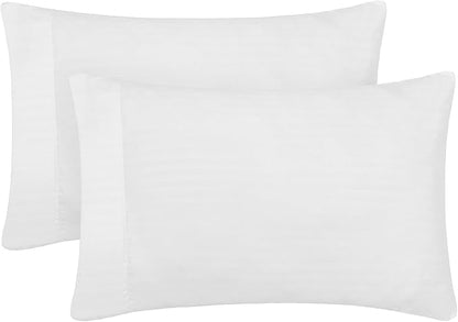 Mellanni Pillow Cases - Luxury, Extra Soft, Cooling Pillow Covers - 2 PC Iconic Collection Pillowcases - Envelope Closure (Standard/Queen 20" x 30", Striped White)