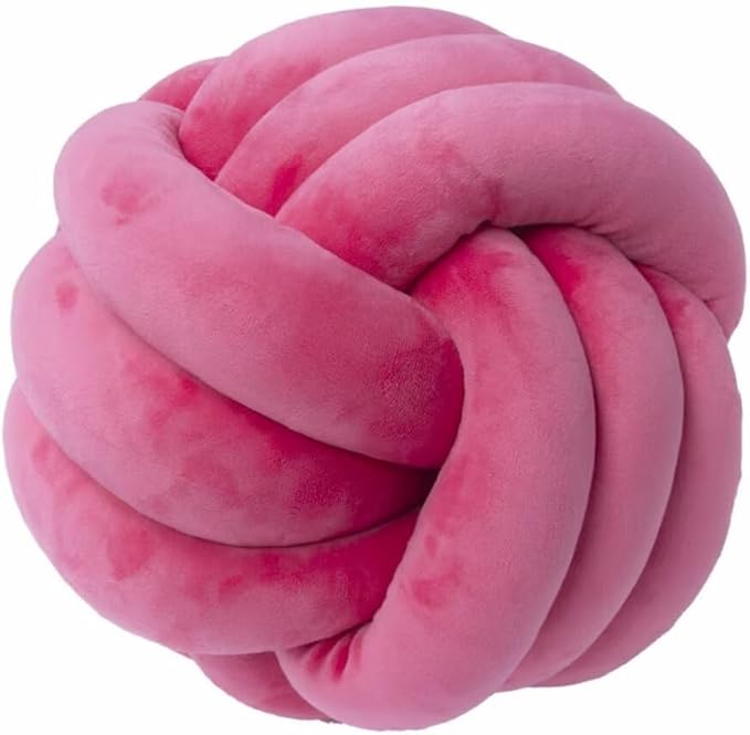 Knot Ball Pillows,Soft Round Knotted Pillow,Handmade Plush Throw Pillows Home Decoration Cushion Pillow for Sofa Bed Couch Floor(8.7 Inch,Hot Pink)