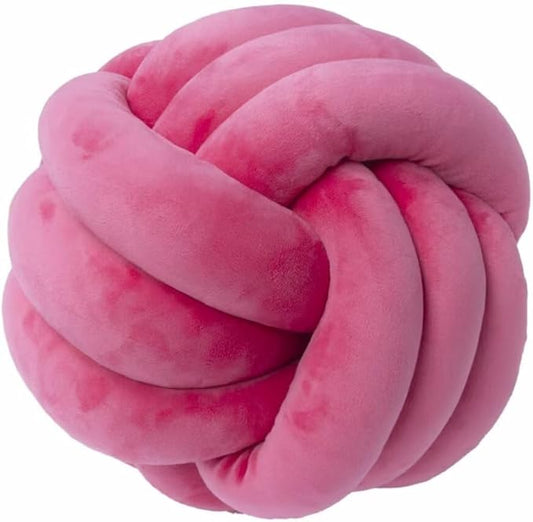 Knot Ball Pillows,Soft Round Knotted Pillow,Handmade Plush Throw Pillows Home Decoration Cushion Pillow for Sofa Bed Couch Floor(8.7 Inch,Hot Pink)