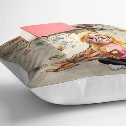 Personalized Pocket Pillow - Book Lover Gift, Reading Nook Accessory, Cozy Home Décor Idea - This is My Reading Pillow Book Tree