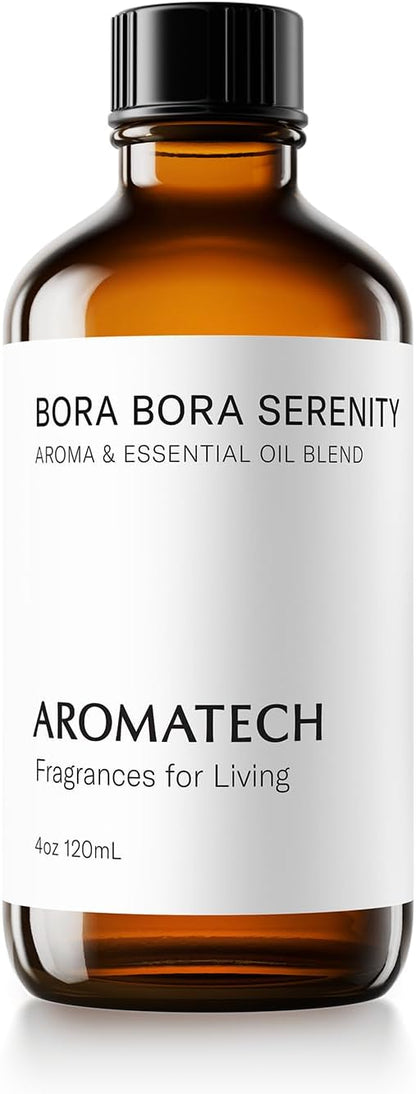AromaTech Bora Bora Serenity Aroma Essential Oil Blend: Luxury Hotel Inspired Aromatherapy with Tropical Fruit, Frangipani & Coconut for Ultrasonic Diffusers & Nebulizers - 4 fl oz, 120 mL