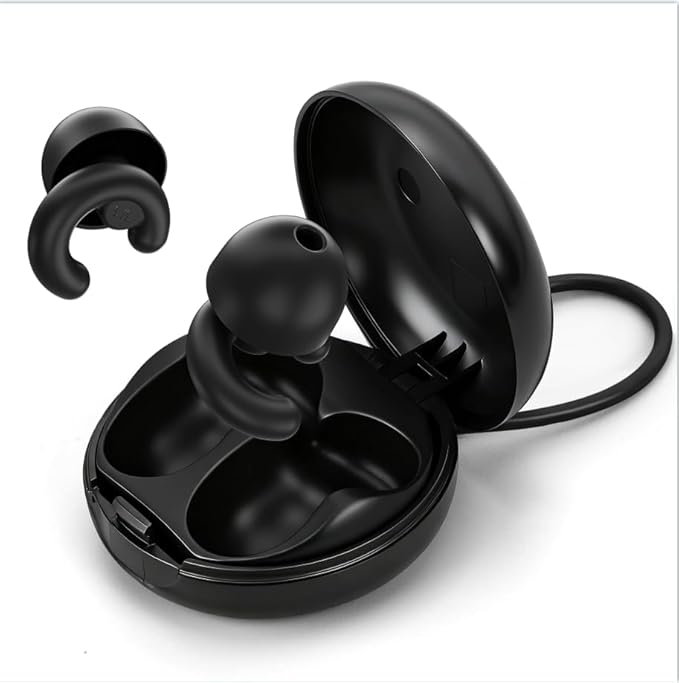 Noise Cancelling Ear Plugs for Sleep, Small Ear Fit - No-Pain for Side Sleepers, 33dB NRR Reusable Silicone One-Piece Design, 4 Sizes for Adults & Kids, Portable Case