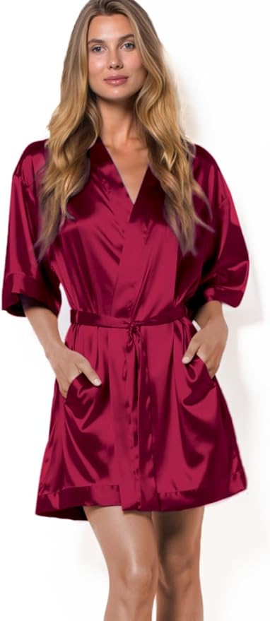 Turquaz Women's Bride Bridesmaids Silky Robe Satin Kimono Robes for Women Lingerie