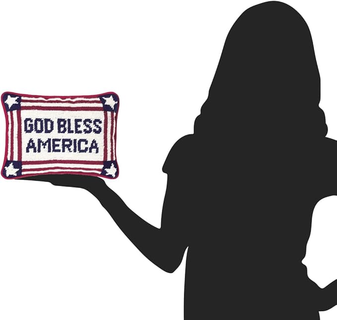 C&F Home Patriotic God Bless America Needlepoint Small Petite Mini Accent Pillow 6.5" x 9" Americana 4th of July Liberty USA Home Living Room Sofa Chair Couch Bed Bedroom Decor Decoration 6.5" x 9"