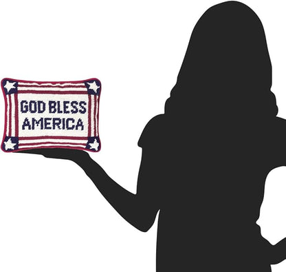 C&F Home Patriotic God Bless America Needlepoint Small Petite Mini Accent Pillow 6.5" x 9" Americana 4th of July Liberty USA Home Living Room Sofa Chair Couch Bed Bedroom Decor Decoration 6.5" x 9"