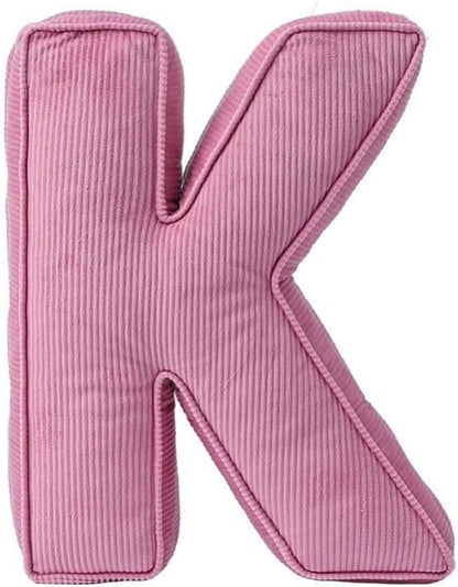 Pink Letter Plush Pillow, Letter Hugging Throw Pillows, Decorative Corduroy Initial Letter Shaped Throw Pillows, Letter Pillows English Alphabet A to Z for Sofa Bedroom Living Room Decor (K)
