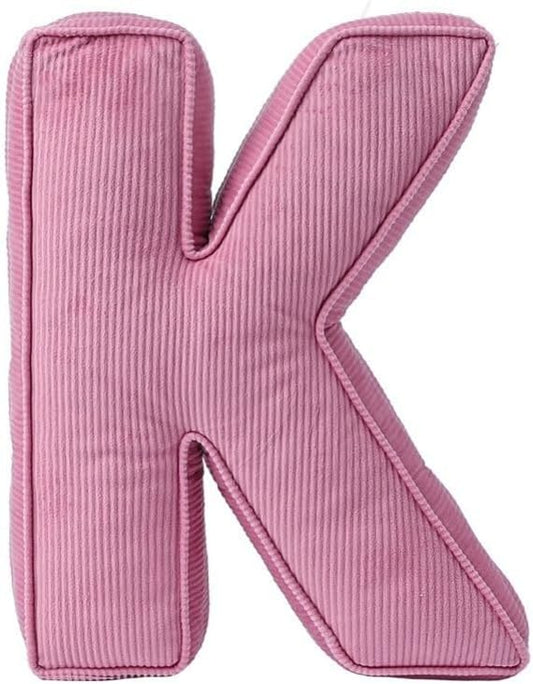 Pink Letter Plush Pillow, Letter Hugging Throw Pillows, Decorative Corduroy Initial Letter Shaped Throw Pillows, Letter Pillows English Alphabet A to Z for Sofa Bedroom Living Room Decor (K)