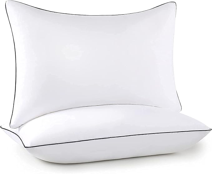 Bed Pillows 2 Pack - Standard Size Cooling Pillows for Sleeping Size Set of 2 for Side Back and Stomach Sleepers, Down Alternative Filling Luxury Pillows (White, Standard)