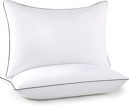 Bed Pillows 2 Pack - Standard Size Cooling Pillows for Sleeping Size Set of 2 for Side Back and Stomach Sleepers, Down Alternative Filling Luxury Pillows (White, Standard)