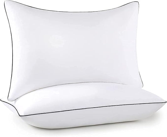 Bed Pillows 2 Pack - Standard Size Cooling Pillows for Sleeping Size Set of 2 for Side Back and Stomach Sleepers, Down Alternative Filling Luxury Pillows (White, Standard)