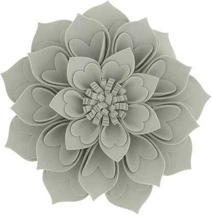 Fennco Styles Handmade 3D Heart-Shaped Petals Flower Decorative Filled Throw Pillow 13" Round - Grey Floral Pillow for Couch, Home Décor and Holiday, Housewarming Gift
