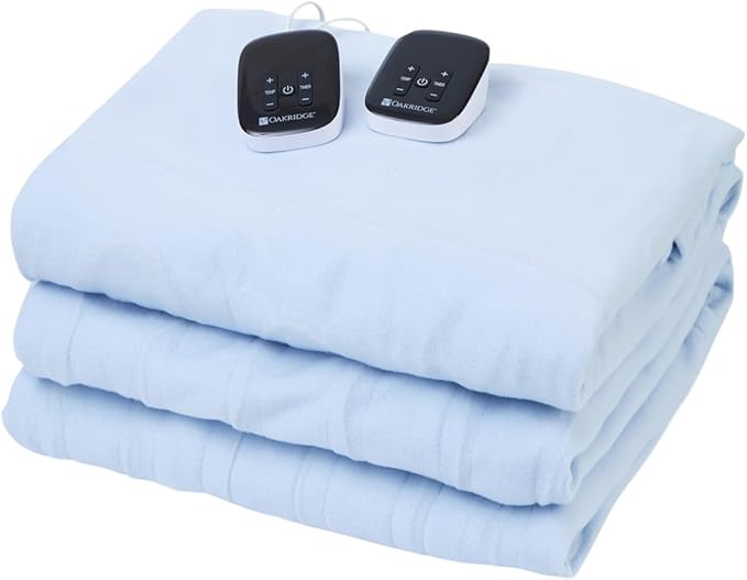 OakRidge Digital Comfort Fleece Heated Queen Blanket - Sky Blue, 100% Polyester, Machine Washable, Oeko-TEX Certified, Perfect for Warm Nights, Controlled Heat Settings