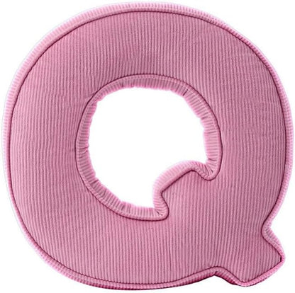 Pink Letter Plush Pillow, Letter Hugging Throw Pillows, Decorative Corduroy Initial Letter Shaped Throw Pillows, Letter Pillows English Alphabet A to Z for Sofa Bedroom Living Room Decor (Q)