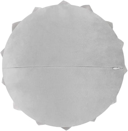 Decorative Throw Pillow 3D Flower Round Pillow Accent Handmade Cushion with Insert for Couch Bed Home Decor 12 Inch (12 inch, Grey)
