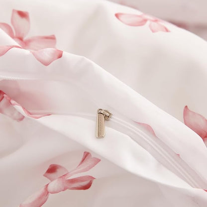 White Twin Comforter Set - Pink Bow Quilt Bedding Set 2 Pieces, Comforter Set Twin Size, Soft & Lightweight Comforter(68‘’ x 90‘’) for Girl All Season & 1 Pillowcase(30‘’x20‘’)