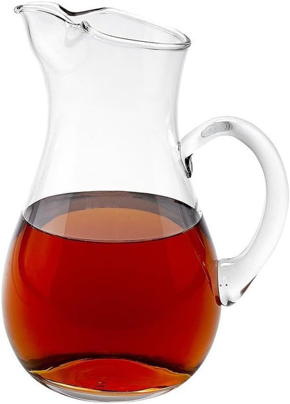 Badash Zeus Crystal Glass Pitcher with Classic Handle and Pinched Spout - 36 oz, 10" Tall