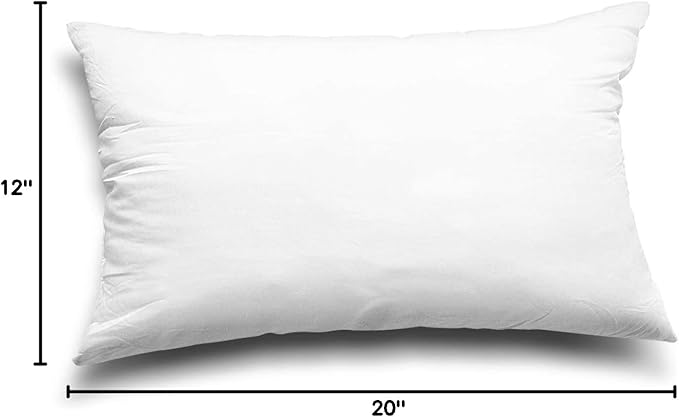 EDOW Throw Pillow Inserts, Set of 2 Lightweight Down Alternative Polyester Pillow, Couch Cushion, Sham Stuffer, Machine Washable. (White, 12x20)