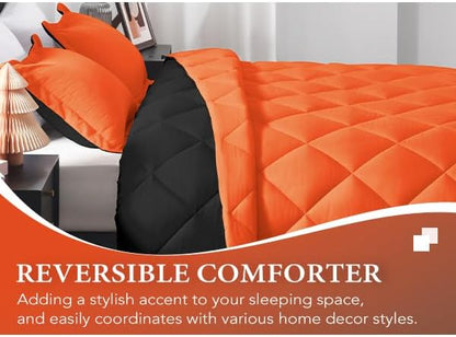 downluxe Full Comforter Set - Flame and Black Full Comforter, Soft Bedding Sets for All Seasons -2 Pieces - 1 Comforter (82"x92") and 1 Pillow Sham(20"x26")