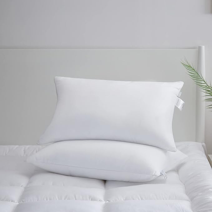 Acanva Bed Pillows 2 Pack Hotel Collection Luxury Soft Inserts for Sleeping-Breathable and Comfortable for Stomach Back Sleepers, Standard Size(Pack of 2), White