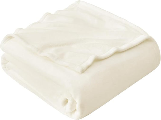 Hansleep Fleece King Size Blanket for Bed Beige, Super Soft Flannel Fuzzy Plush Cozy Blanket for All Seasons, Beige, King 90x108 Inches
