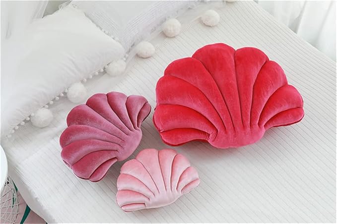 Patty Both Seashell Decorative Pillow Velvet Seashell Throw Pillow, Sea Shell Shaped Throw Pillow Decorative Pillows for Bed Couch Home Office Decor (Hot Pink, Small(12.8 * 10in 0.3kg))