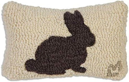 Chandler 4 Corners Artist-Designed Chocolate Bunny Hand-Hooked Wool Decorative Throw Pillow - Easter Pillow for Couches & Beds - Easy Care & Low Maintenance-Bunny, Hare-Themed Home Decor