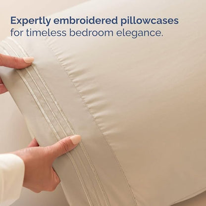 Flex Top Split Head King 4 Piece Sheet Set - Comfy Breathable & Cooling Bed Sheets Set - Hotel Luxury Bedding for Women, Men, Kids, Teens, Boys & Girls - Deep Pockets, Ultra-Soft - Oeko-Tex - Cream