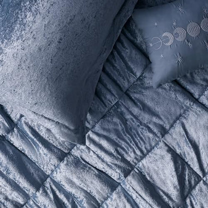 Intelligent Design King Comforter Set, Velvet Comforter Set , Luxury Diamond Quilting Comforter Set, Fluffy Comforter Bed Set with Decorative Pillowand 2 Shams, 4 Piece Blue, King/ Cal King