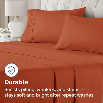 Queen Pillow Cases Set of 4 - Ultra Soft Hotel Quality Pillowcase Covers - Comfy, Cozy & Wrinkle Free - Shrink, Stain & Fade Resistant - Machine Washable Pillow Protectors - 4 Piece Set - Terracotta