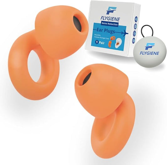 Reusable Noise Reduction Ear Plugs, 28dB SNR, Includes Storage Case, 1 Pair (Color, One Size) (Orange, One Size)